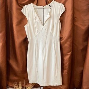 Ivory fitted midi dress